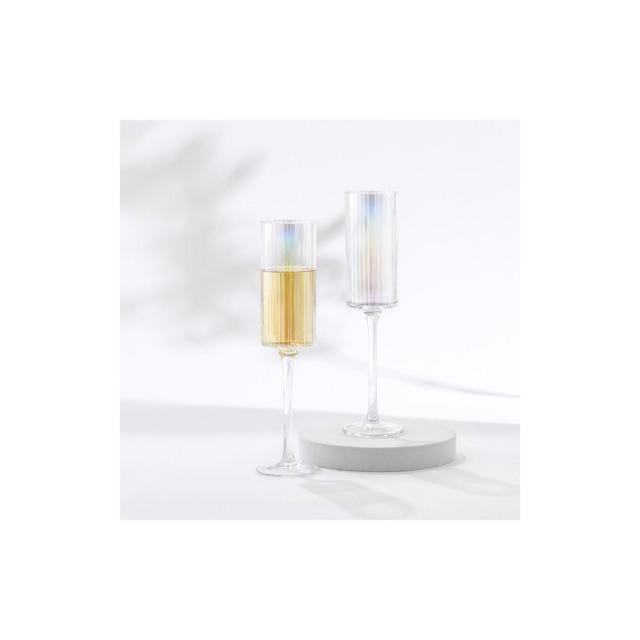JoyJolt Christian Siriano New York Chroma Iridescent Champagne Flute Glass - 6 oz - Set of 2