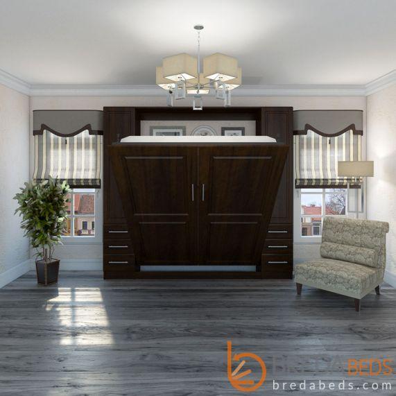 White Metropolitan Murphy Bed with Hutches