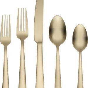 Oneida Silverware Set For 4, Aptitude Champagne Satin 20-Piece Flatware Set, Service For 4, 18/0 Stainless Steel Silverware Set, Dishwasher Safe, Knives Spoons and Forks Set, (Champagne, 20 Piece)