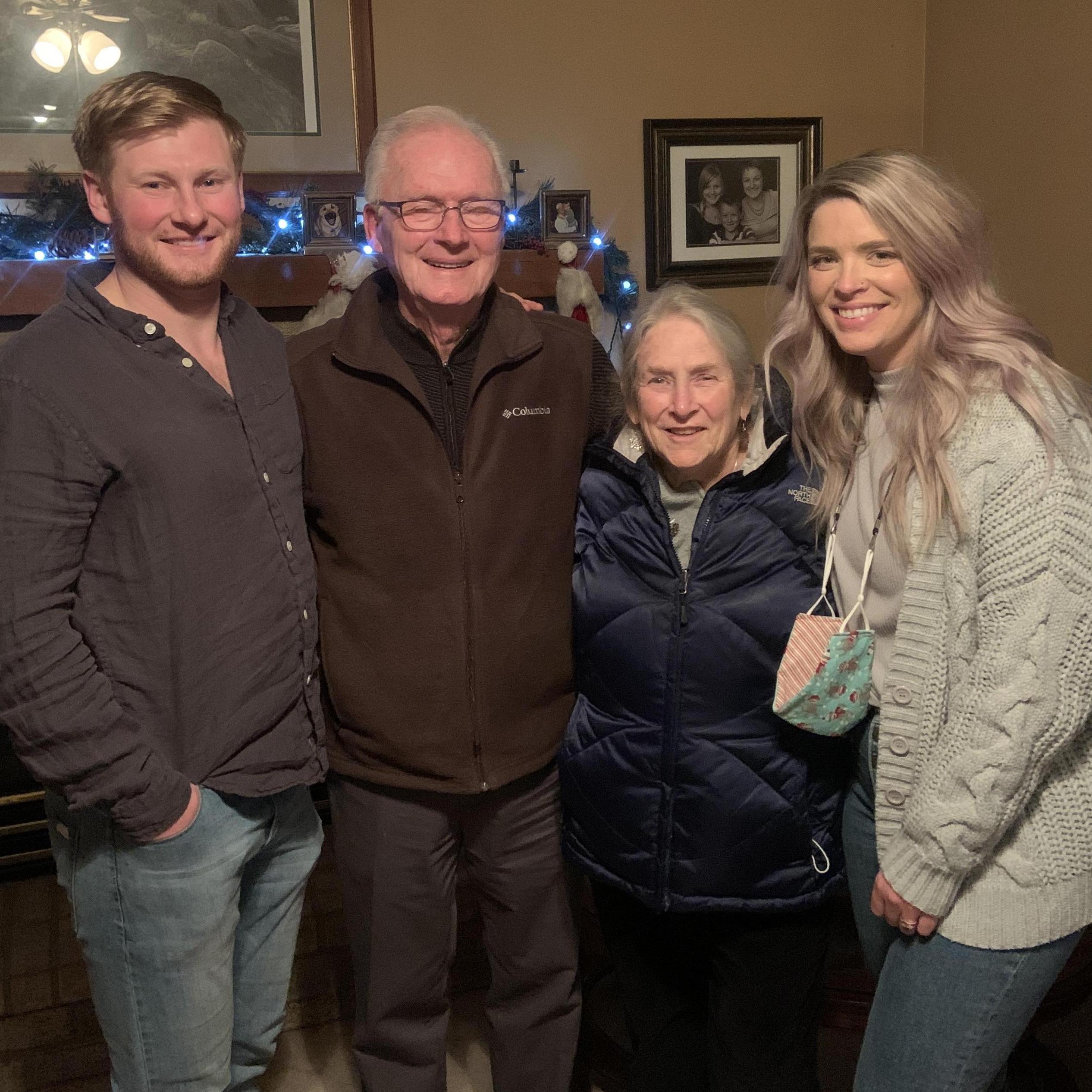 with Grandma and Grandpa Brady, Christmas 2020