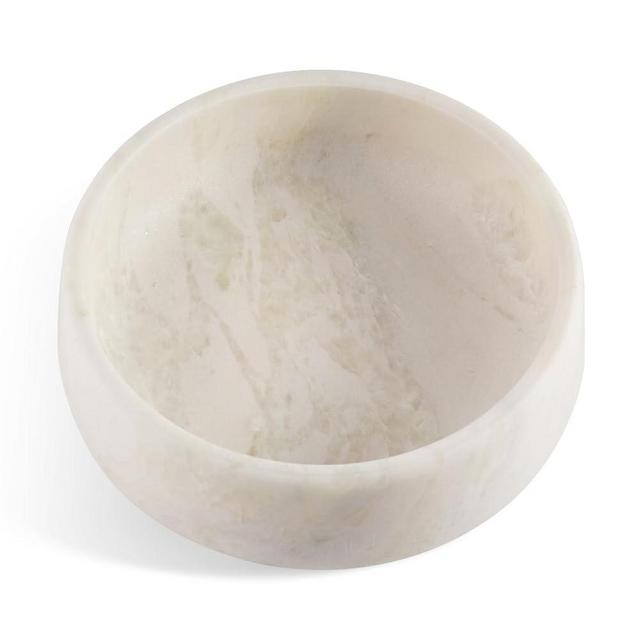 White Dog Bowl, Marble Dog Food Bowl, Non-Slip Dog Water Bowl Large, Heavy Duty Pet Bowl for Large Dogs, African Natural Marble, Holds 6 Cups(6lbs)