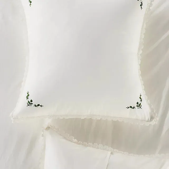Leslie Cotton Percale Floral Embroidered Euro Sham