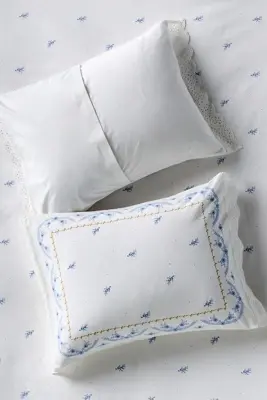Ophelia Cotton Printed Lace Trim Floral Shams, Set of 2