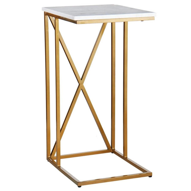 Crosby St. Isabella Gold C-Table with Marble Top