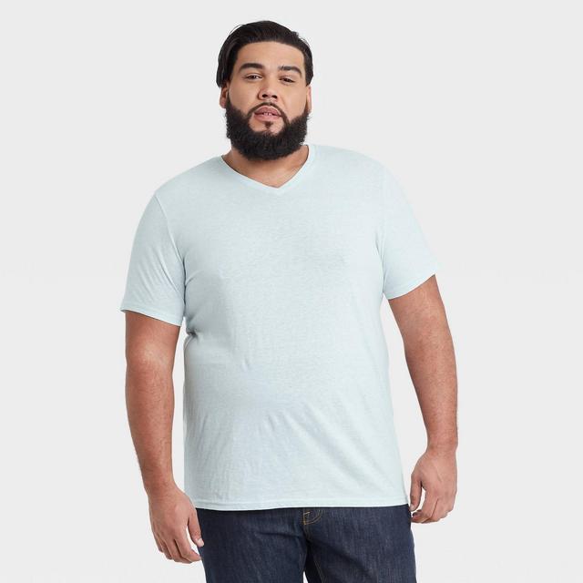 Men's Regular Fit Short Sleeve V-Neck T-Shirt - Goodfellow & Co™ Aqua L
