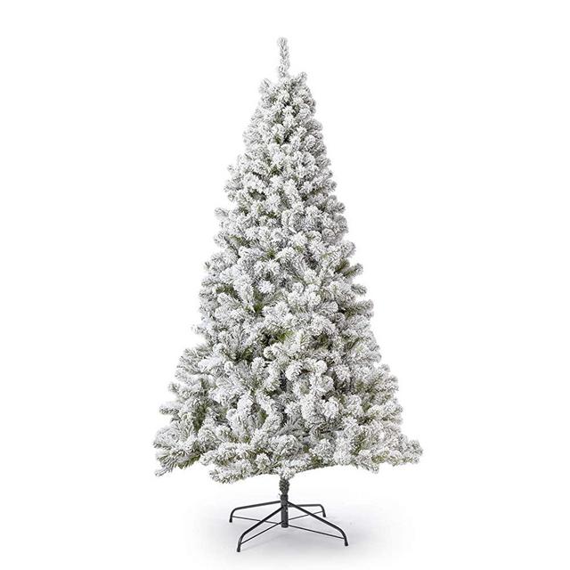 KING OF CHRISTMAS 8 Foot Prince Flock Artificial Christmas Tree Unlit