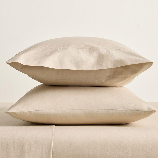 400-Thread-Count Organic Percale Pillowcases, Neutral, Standard, Set of 2