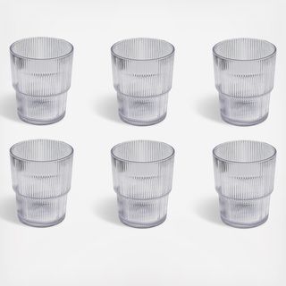 Ribbed Acrylic Double Old Fashioned Glass, Set of 6