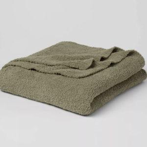 Full/Queen Cozy Chenille Bed Blanket Restful Green - Threshold™: Midweight, Knitted, Machine Washable