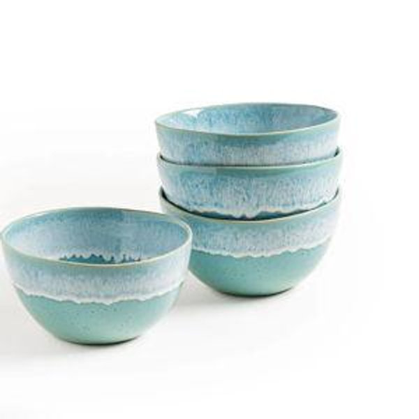 Cereal Bowl Stack in Aqua Blue