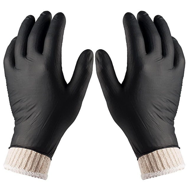 BBQ Gloves 4 Cotton Glove Liners and 100 Disposable Gloves Washable Cotton Liners Powder and Latex Free Black Nitrile Gloves