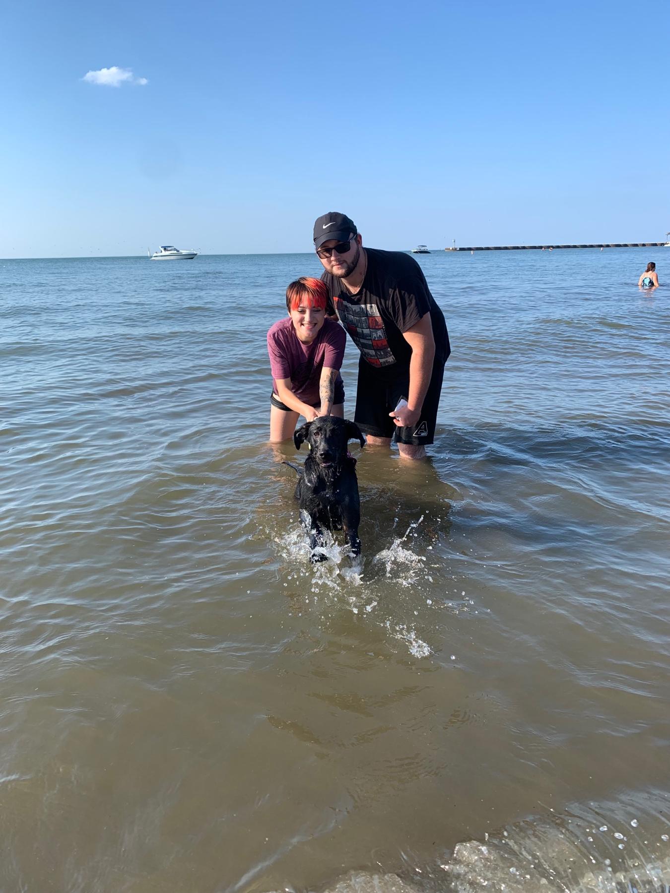 The couple and Penny had a fun day splashing around and getting drenched while playing in Lake Erie!