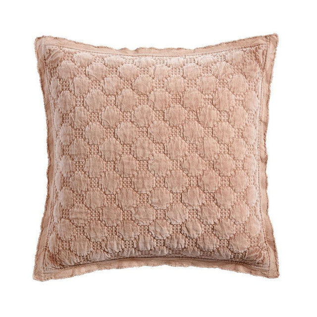 Velvet Lattice Quilted Sham, Blush, Euro, Set of 3