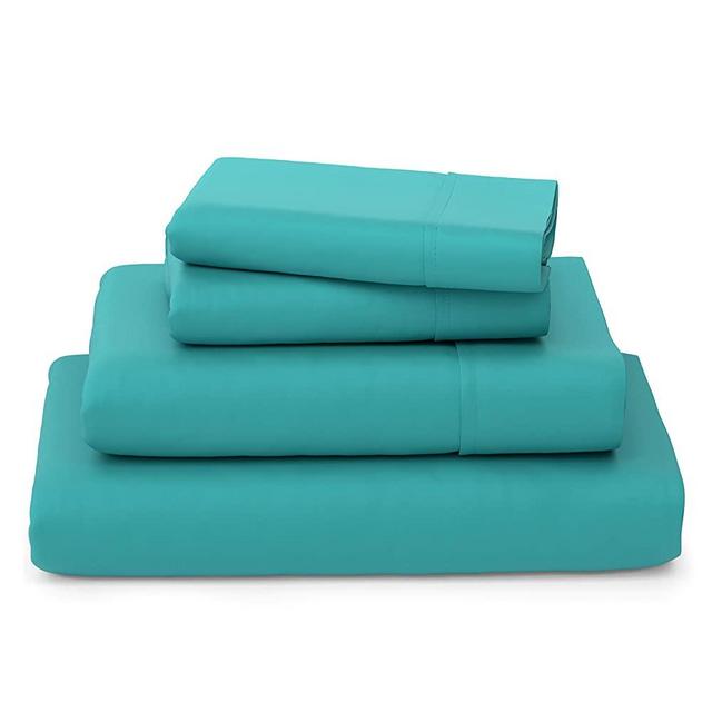Cosy House Collection Luxury Bamboo Bed Sheet Set - Bedding Blend from Natural Bamboo Rayon Fiber - Resists Wrinkles - 4 Piece - 1 Fitted Sheet, 1 Flat, 2 Pillowcases - King, Turquoise