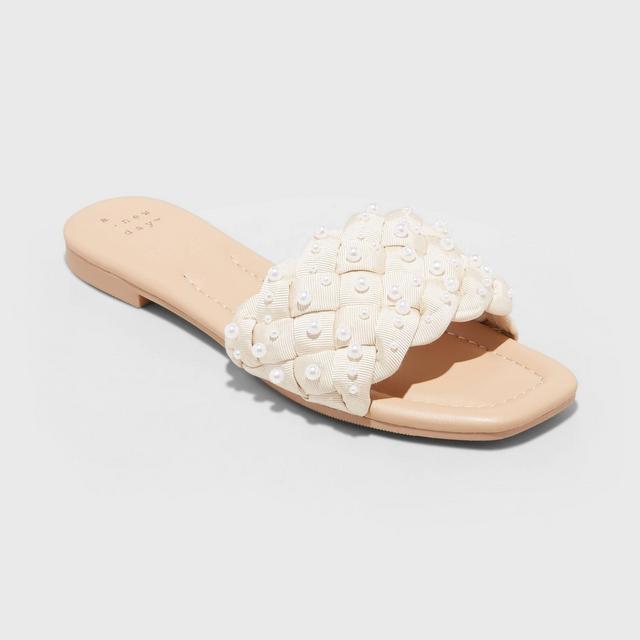 Women's Carissa Slide Sandals - A New Day™ Pearl 8