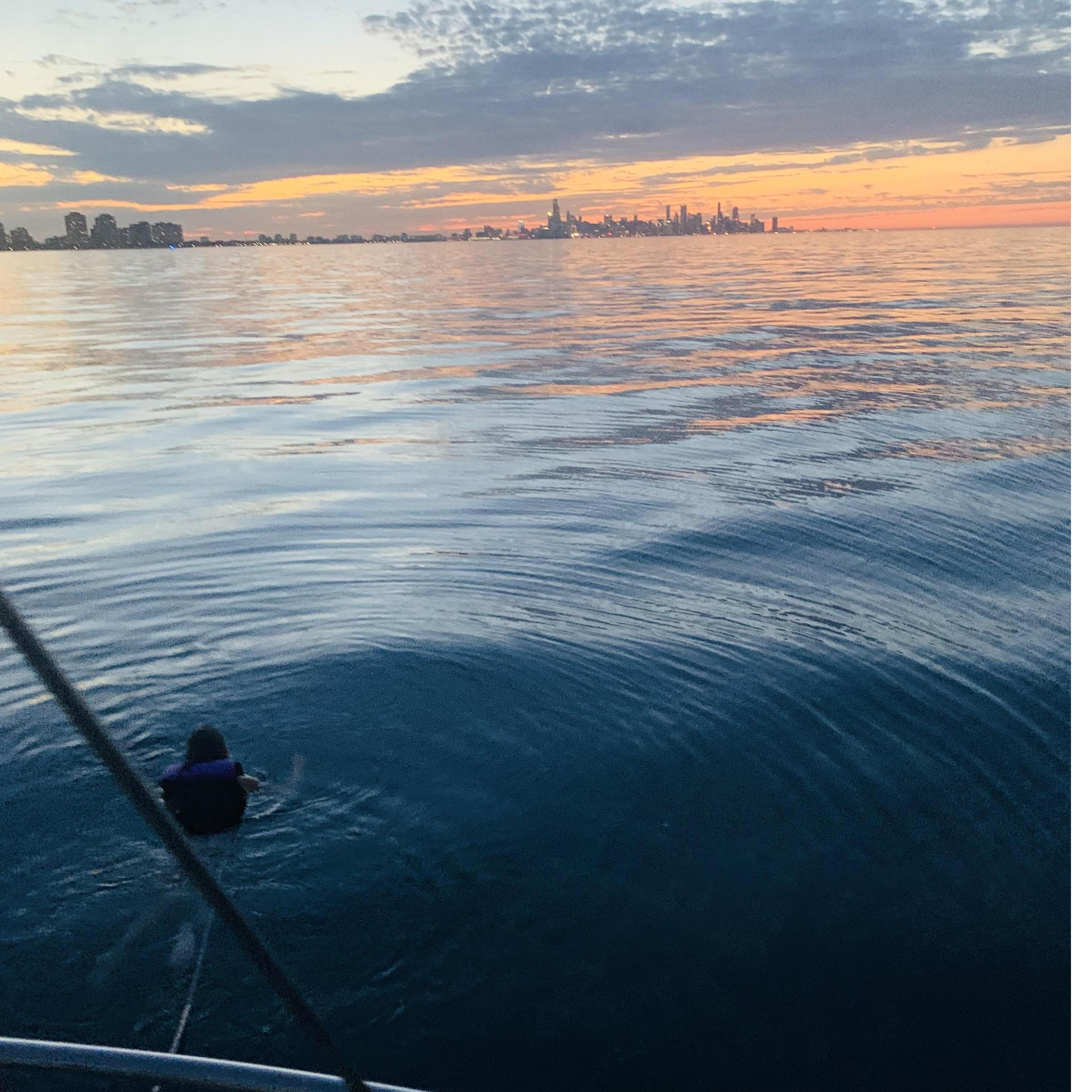 We tied a rope around Sasha, threw her overboard and told her to swim home to Chicago.