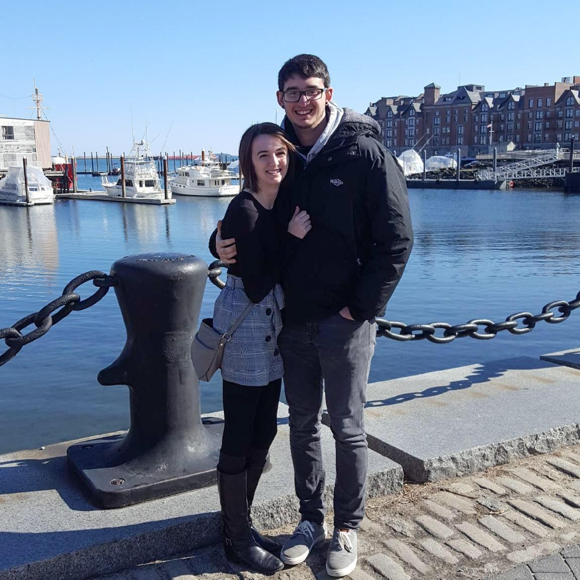 Walking around Boston together.
