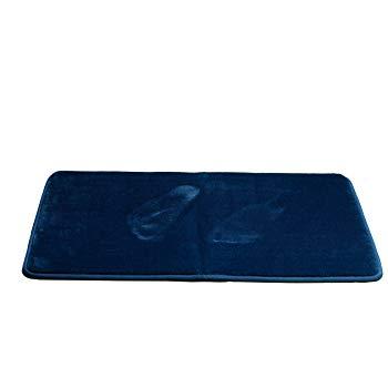 Klickpick Designs Memory Foam Thick Plush Bath Mat Soft Bath Mats Non Slip Washable Bathroom mat Absorbent Bath Rugs Velvet Feel Microfiber Non Skid Bathroom Rug Carpet - Navy Blue,16x24 inches