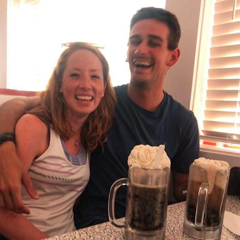 Laughing, always.
