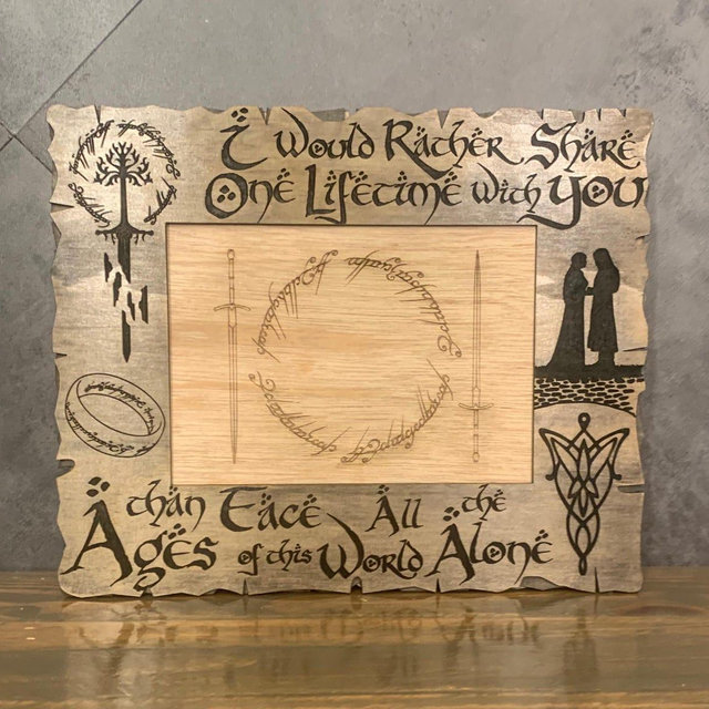 Lord of the Rings Inspired Wood Picture Frame -I Would Rather Spend One Lifetime With You Picture Frame, Valentine Gift, Wedding Anniversary