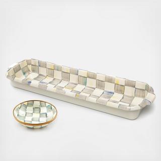 Sterling Check Baguette Dish & Dipping Bowl Set