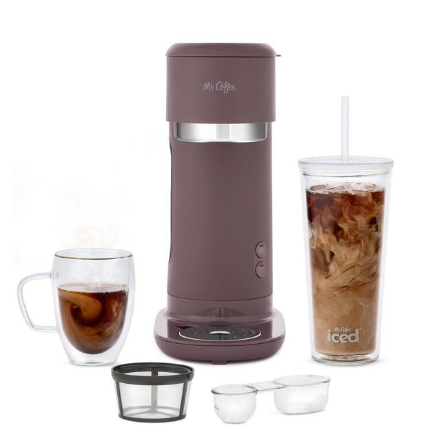 Mr. Coffee Iced Hot Single-Serve Coffeemaker with Reusable Tumbler and Nylon Filter - Café Mocha