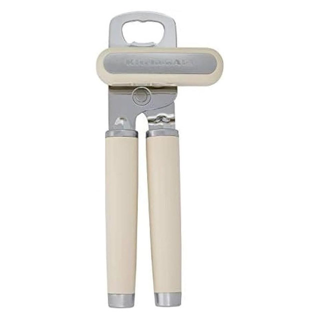 KitchenAid Classic Multifunction Can Opener and Bottle Opener Easy to Use, Razor Sharp Stainless Steel Cutting Wheel, Soft Ergonomic Handles, Almond Cream