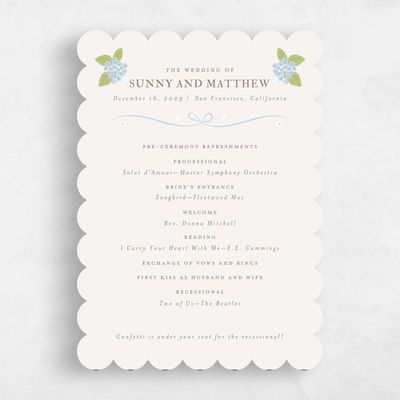 Pale Blue Wedding Program - Campanule