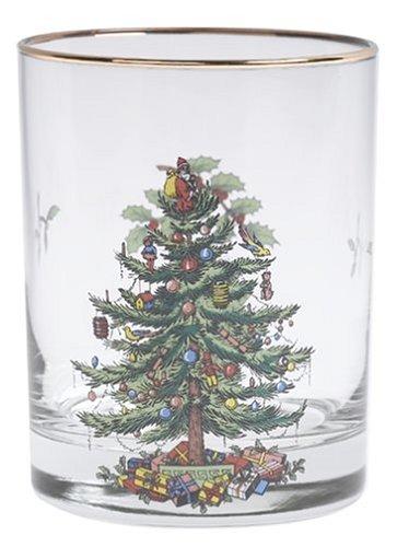 Spode Christmas Tree- 14 Oz Glasses with Gold Rims (Set of 4)