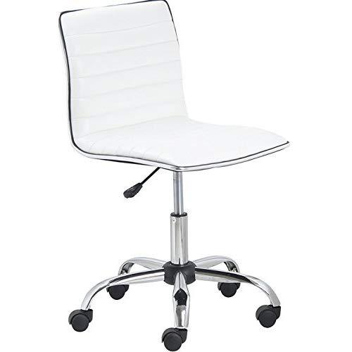 BTEXPERT BTExpert Swivel Mid Back Armless Ribbed Designer Task Chair Leather Soft Upholstery Office Chair - White