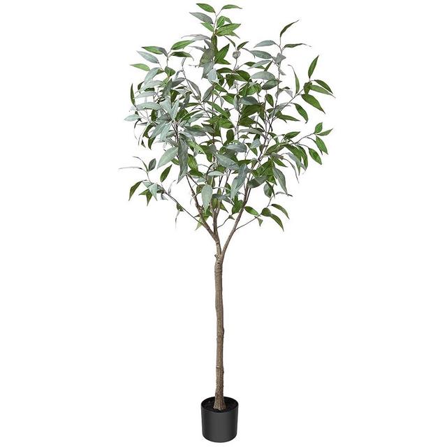 OAKRED Artificial Eucalyptus Tree 6FT Tall Fake Eucalyptus Plants Large Faux Trees Artificial Silk Plants for Home Decor Indoor Outdoor Office Gift Ornaments, Set of 1