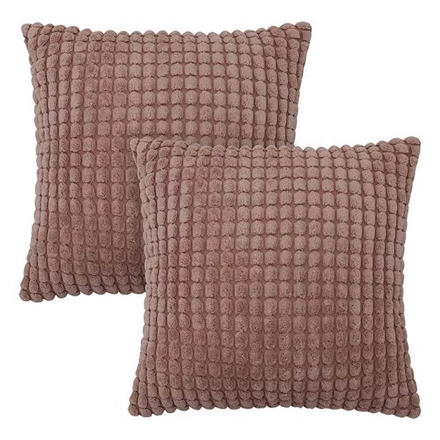 Deconovo Outdoor Throw Pillow Covers 20x20 Inch, Set of 2 - 100% Polyester Corduroy Pillow Case for Bed Couch Office (Brown, 20x20 Inch, Pack of 2) No Pillow Insert