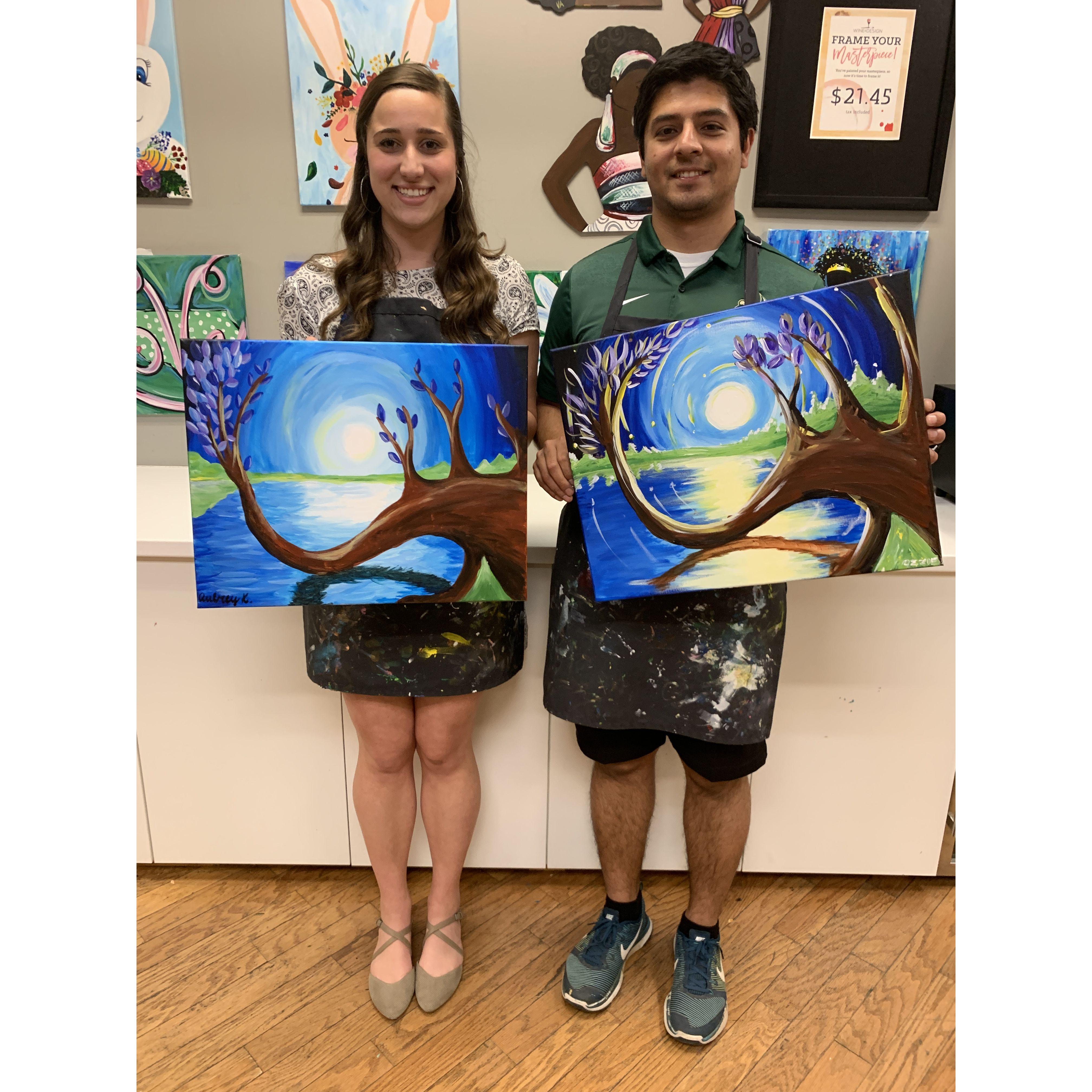 April 17, 2019 - For Aubrey's birthday, Ozzie and Aubrey went to a Wine and Paint night. To this day, Ozzie will convince you his is better.