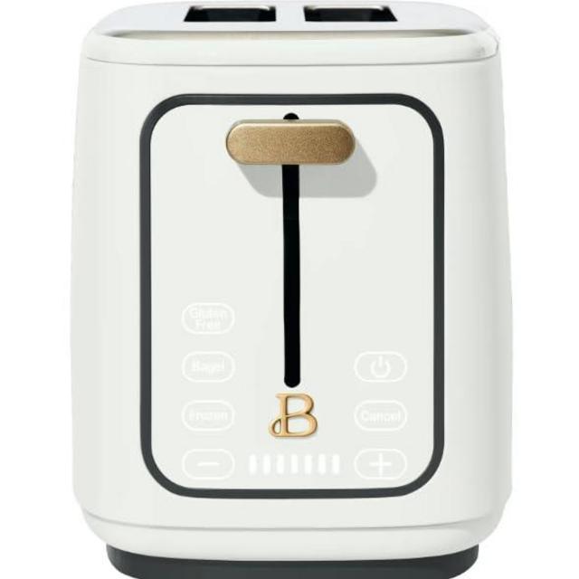 Drew Barrymore White Icing 2 Slice Toaster with Touch-Activated Display
