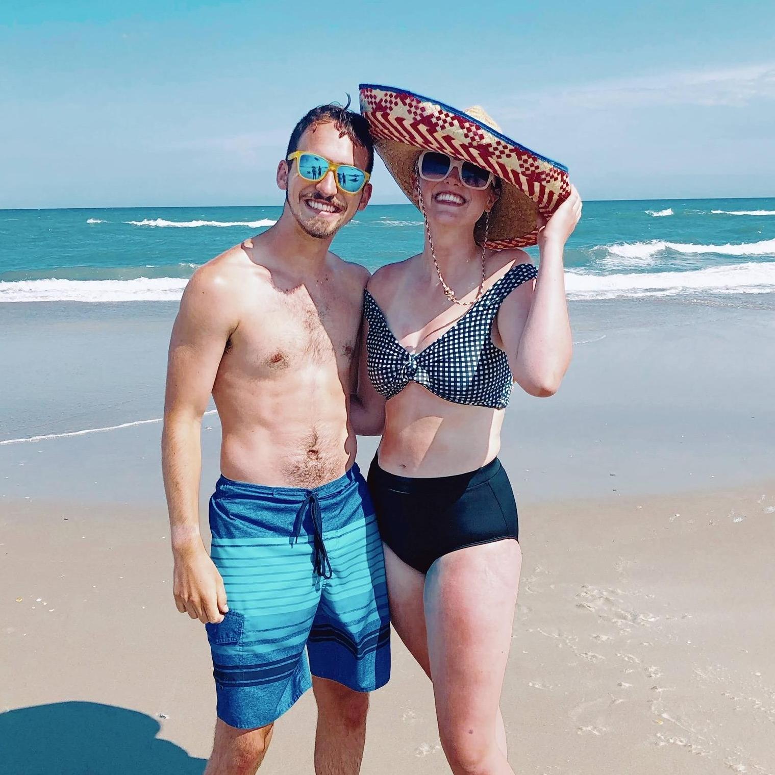 This at our beach vacation on Ocracoke Island. B made me wear his sombrero :)