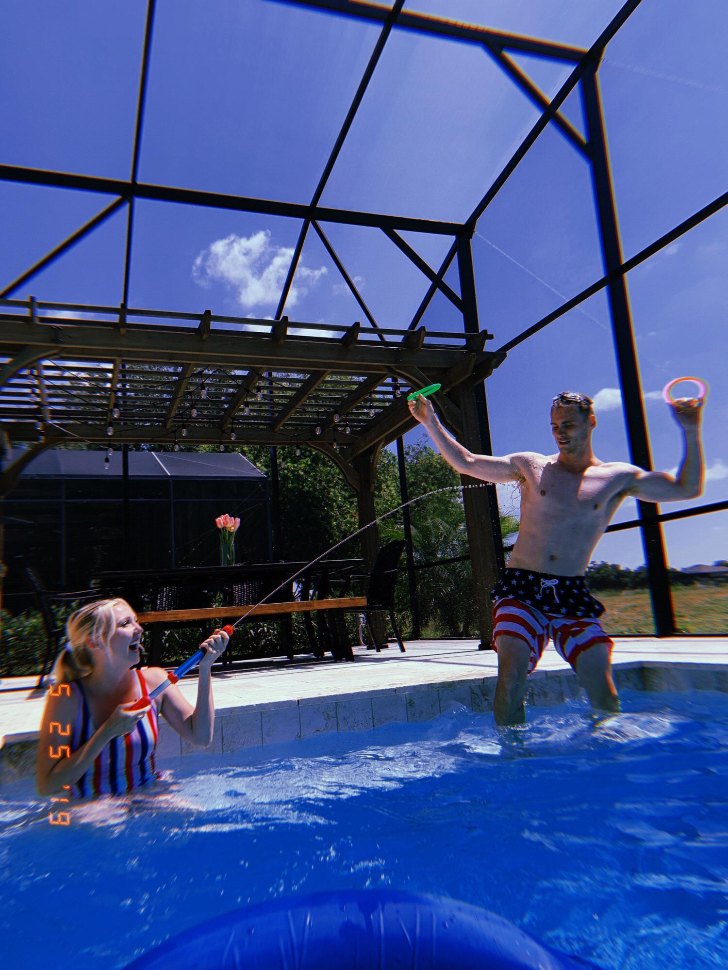Water games in the pool to stay cool