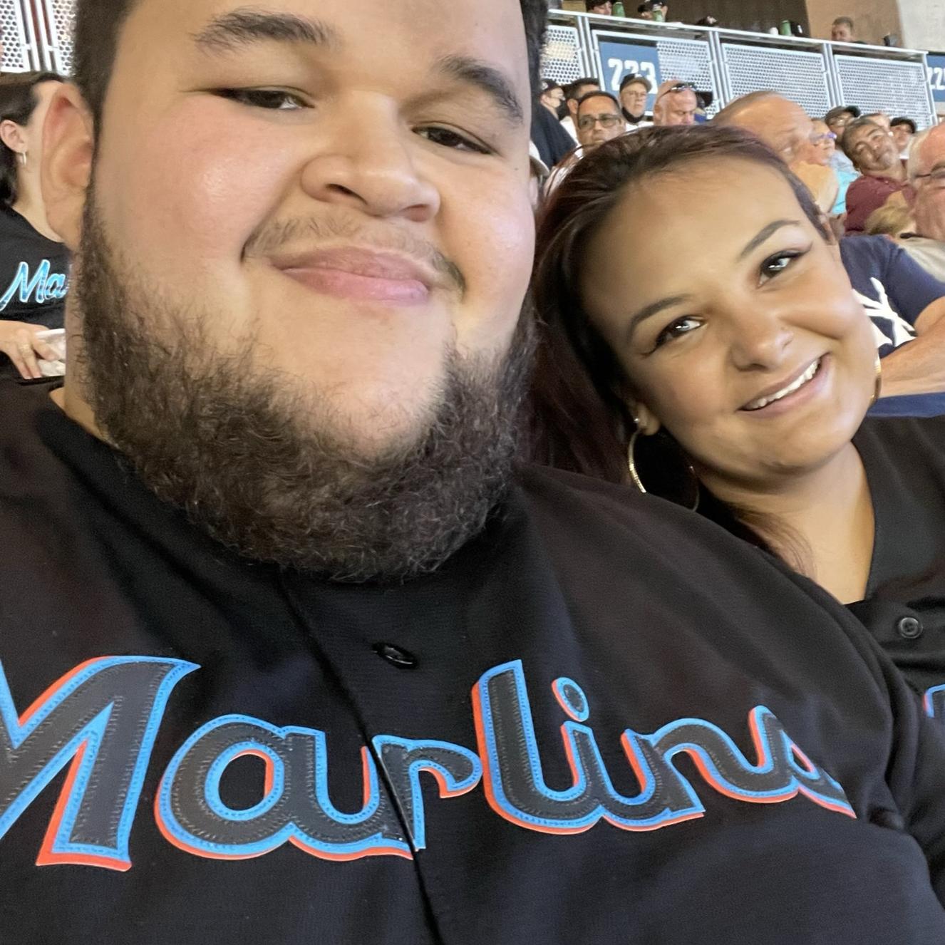 One of our favorite couple shots from the very first Marlins Game we attended together back in August of 2021.