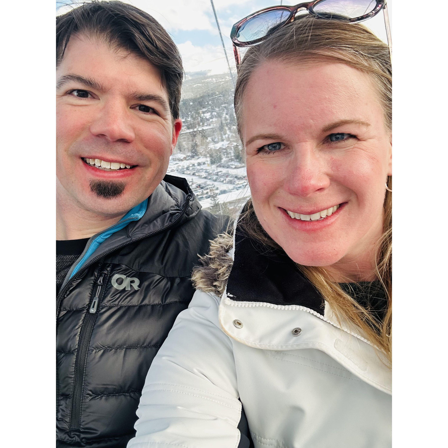 Andrew learned to ski and Christy attempted to snowboard in Breckenridge.