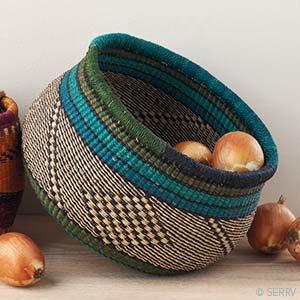 Blue & Teal Rounded Ghana Market Basket