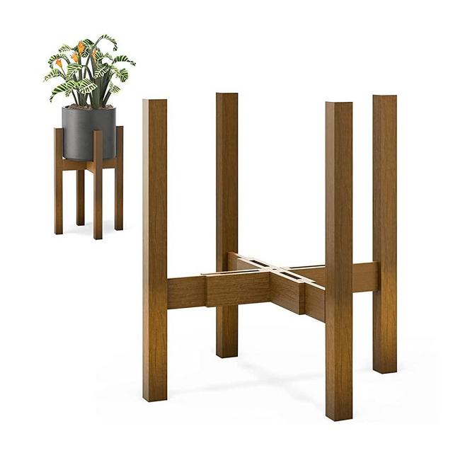 Plant Stand for Indoor Plants, Mid Century Modern Adjustable Bamboo Plant Stand Indoor Plant Holder Rack for Living Room, Balcony Fits 8,10,12 inch Pots Corner Plant Stand (1 Pack, Plant Stand Only)