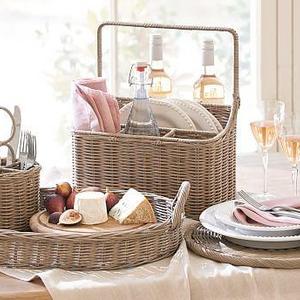 Willow Woven Picnic Caddy Gray