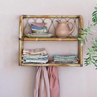 2-Tier Hand-Woven Wicker Shelf