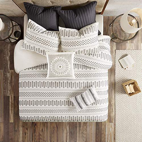 Ink+Ivy Rhea Cotton Jacquard Comforter Mini Set, King/Cal King, Ivory/Charcoal