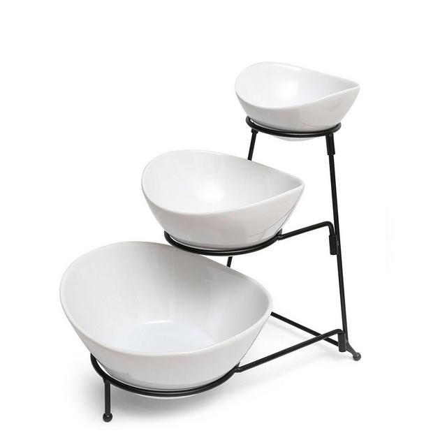 Gracious Dining 3 Tier Bowl Server Set with Metal Stand