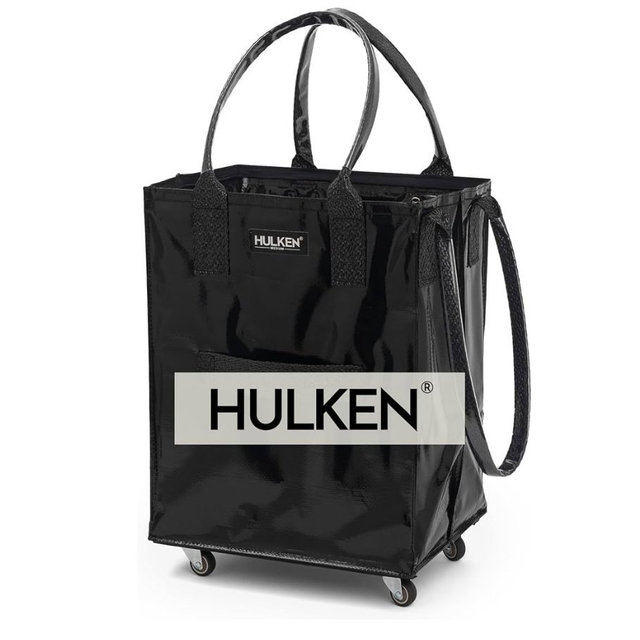 HULKEN - Medium Black, Reusable Grocery Bag On Wheels, Holds 66 lb