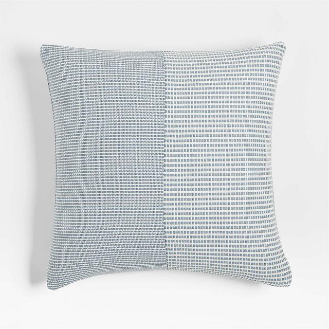 The New Denim Project Cotton 20"x20" White and Blue Artisan Pattern Throw Pillow with Down-Alternative Insert