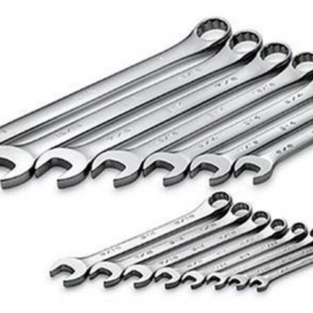 SK Professional Tools 86255 15-Piece 12-Point Fractional Regular Long Combination Wrench Set - SuperKrome Finish, Set of 15 Chrome Wrenches Made in USA