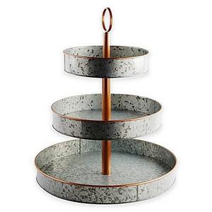 Heritage Home Galvanized Metal and Copper 3-Tier Serving Stand