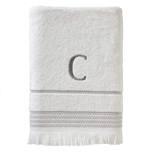 SKL HOME by Saturday Knight Ltd. Casual Monogram Bath Towel, C, 28x54, White