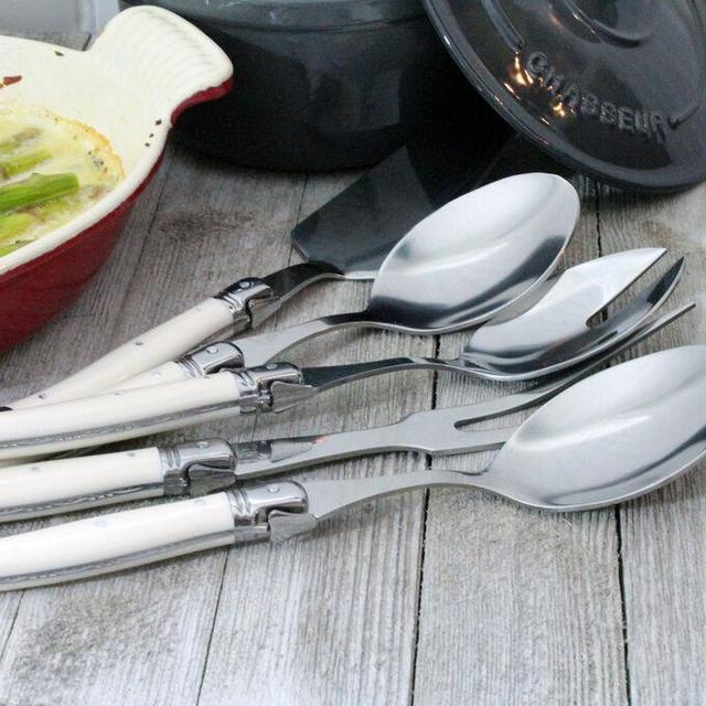 French Home Laguiole Stainless Steel Faux Ivory Handle 5-Piece Serving Set